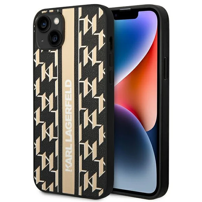 Karl Lagerfeld KLHCP14MPGKLSKW Apple iPhone 14 Plus / 15 Plus hardcase brown Monogram Stripe