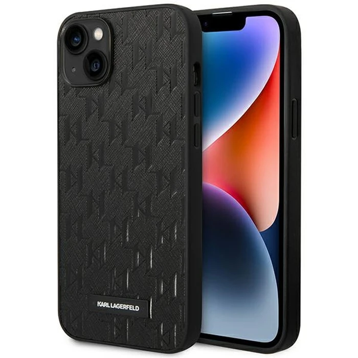 Karl Lagerfeld KLHCP14MSAKLHPK Apple iPhone 14 Plus / 15 Plus hardcase black Saffiano Mono Metal Logo