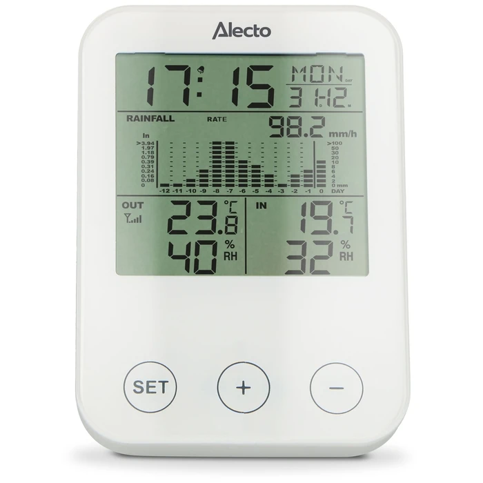 Alecto Ws-1200 Μετεωρολογικός Σταθμός Ασύρματο Βροχόμετρο Λευκό