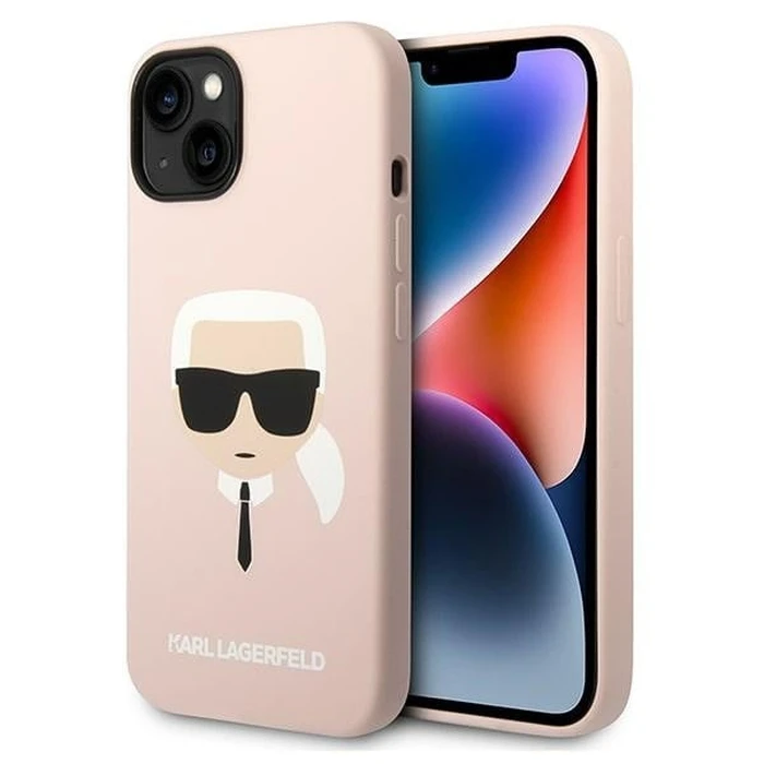 Karl Lagerfeld KLHCP14MSLKHLP Apple iPhone 14 Plus / 15 Plus hardcase pink Silicone Karl`s Head