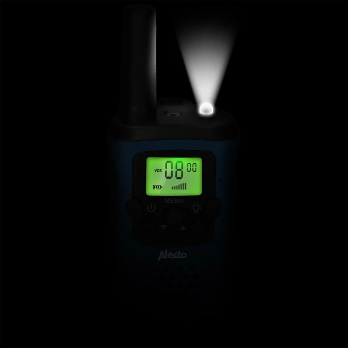 Alecto FR-115BW Kids Walkie Talkie Set (2-pack), Blue/Black, up to 7 km range