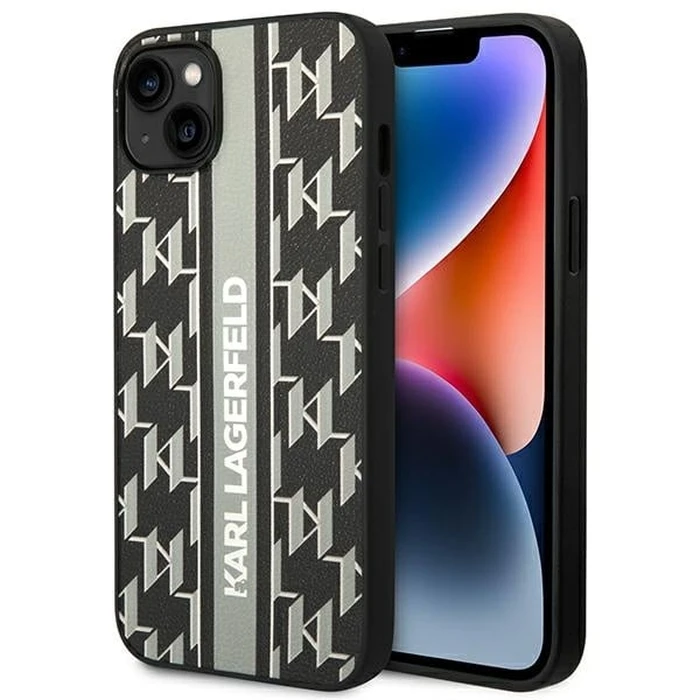 Karl Lagerfeld KLHCP14SPGKLSKG Apple iPhone 14 hardcase grey Monogram Stripe