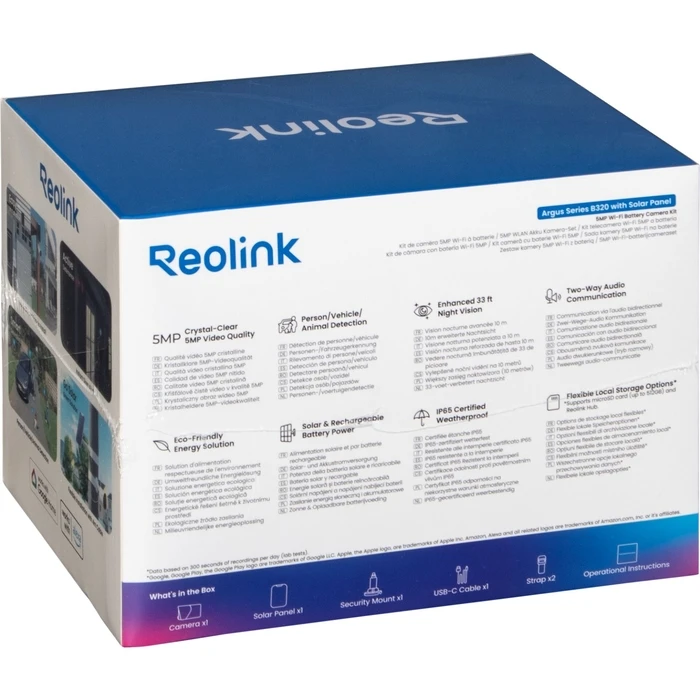 Reolink Argus Eco B320 με Ηλιακό Πάνελ 5MP