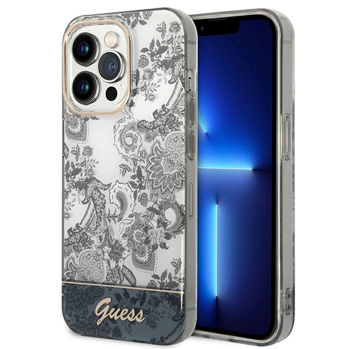 Guess GUHCP14XHGPLHG Apple iPhone 14 Pro Max grey hardcase Porcelain Collection
