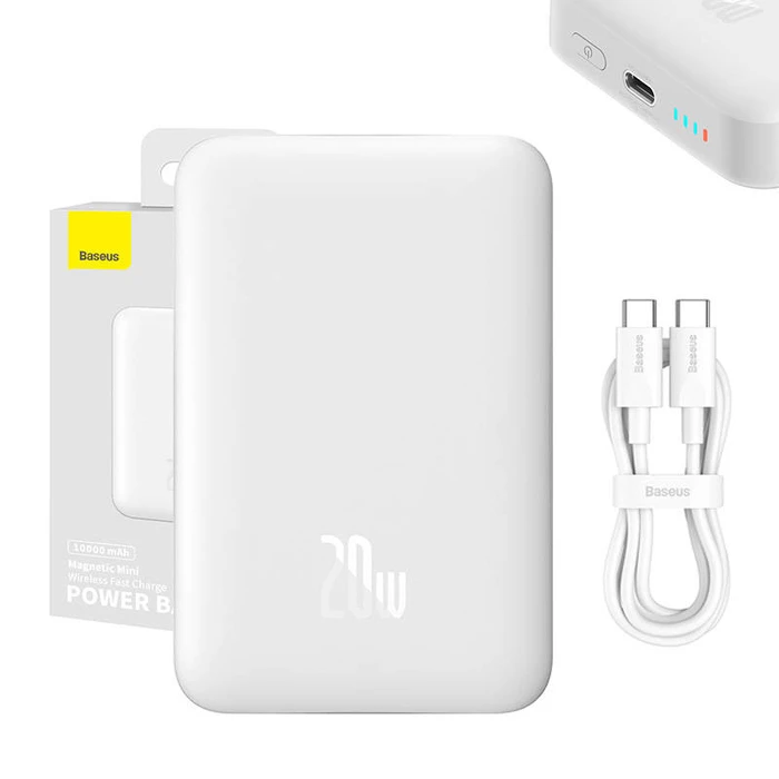 Power Bank Baseus Magnetic, 10000mAh, 20W, MagSafe (white)