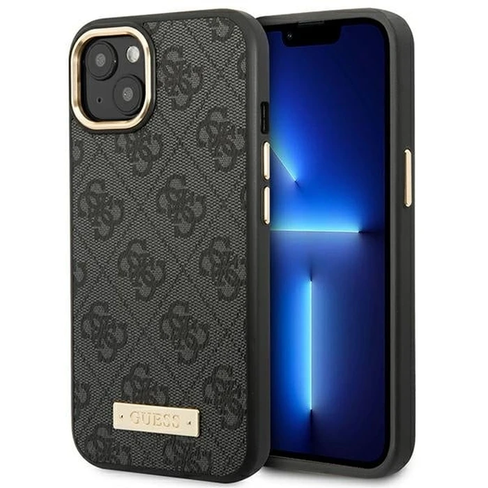 Guess GUHMP14MU4GPRK Apple iPhone 14 Plus / 15 Plus black hard case 4G Logo Plate MagSafe