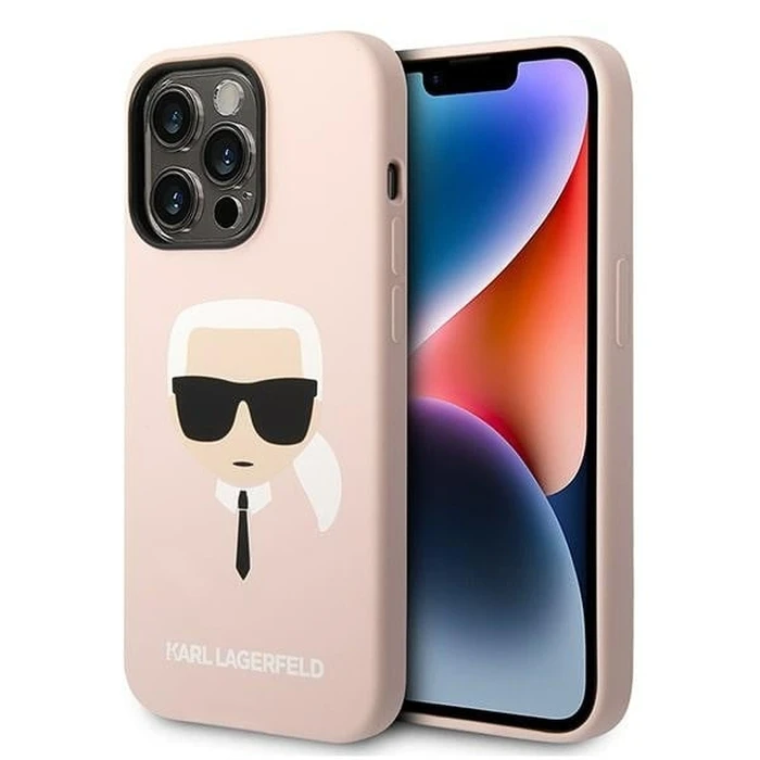 Karl Lagerfeld KLHMP14LSLKHLP Apple iPhone 14 Pro hardcase light pink Silicone Karl`s Head Magsafe