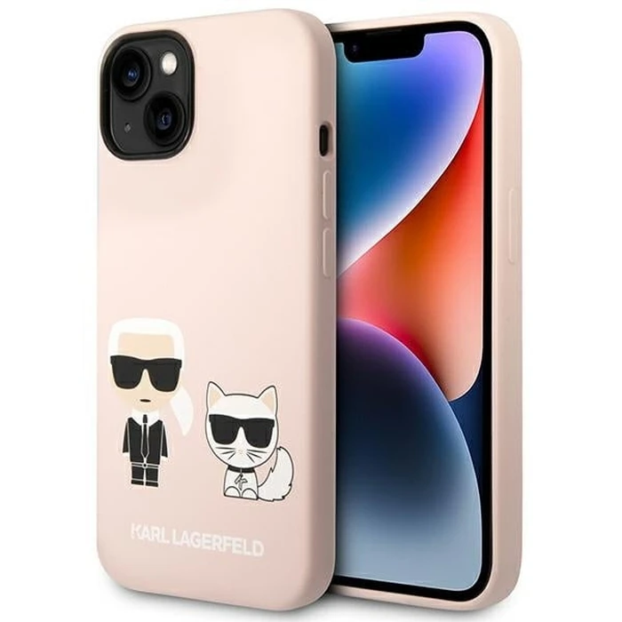 Karl Lagerfeld KLHMP14MSSKCI Apple iPhone 14 Plus / 15 Plus hardcase light pink Silicone Karl & Choupette Magsafe