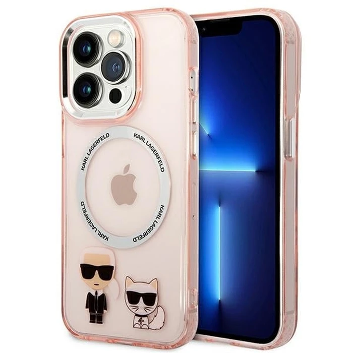 Karl Lagerfeld KLHMP14XHKCP Apple iPhone 14 Pro Max hardcase pink Karl & Choupette Aluminium Magsafe