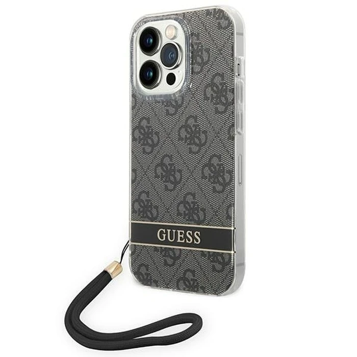 Guess GUOHCP14LH4STK Apple iPhone 14 Pro black hardcase 4G Print Strap