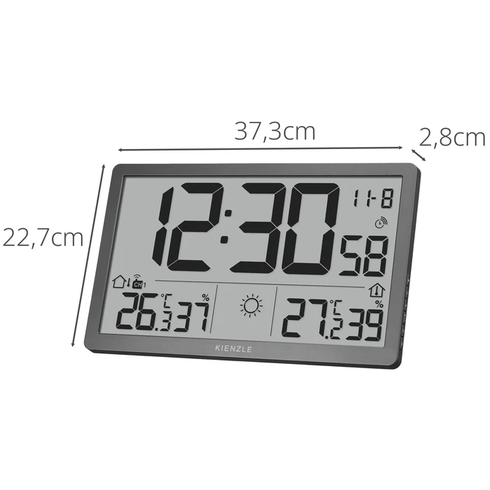 KIENZLE Jumbo NEO LCD Μετεωρολογικό Ρολόι Τοίχου γκρι