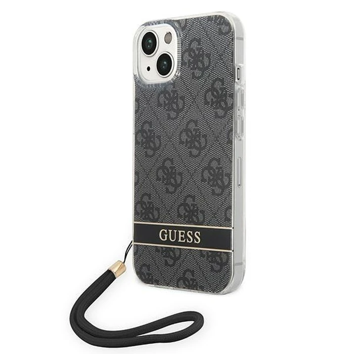 Guess GUOHCP14MH4STK Apple iPhone 14 Plus / 15 Plus black hardcase 4G Print Strap