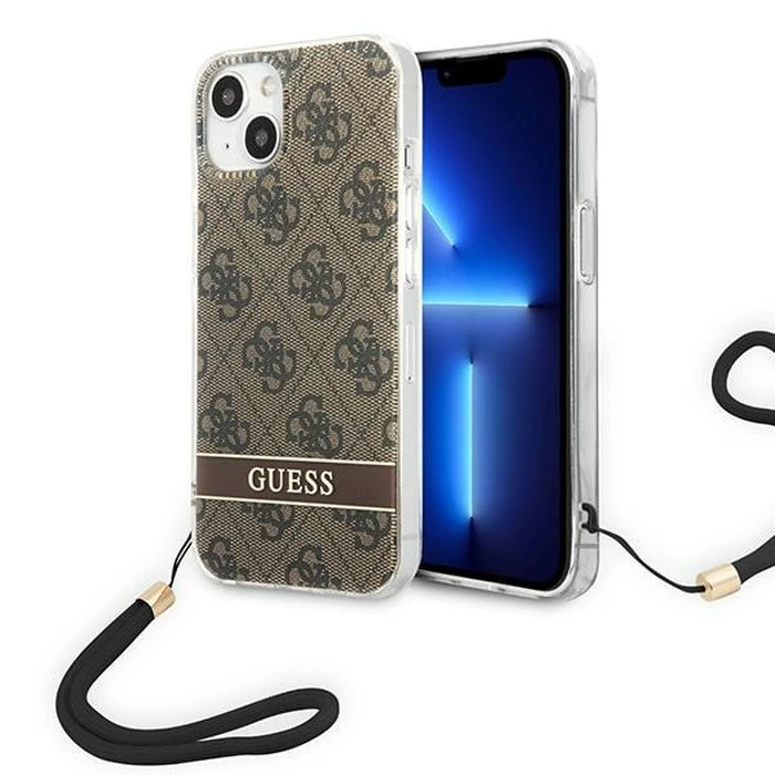 Guess GUOHCP14MH4STW Apple iPhone 14 Plus / 15 Plus brown hardcase 4G Print Strap