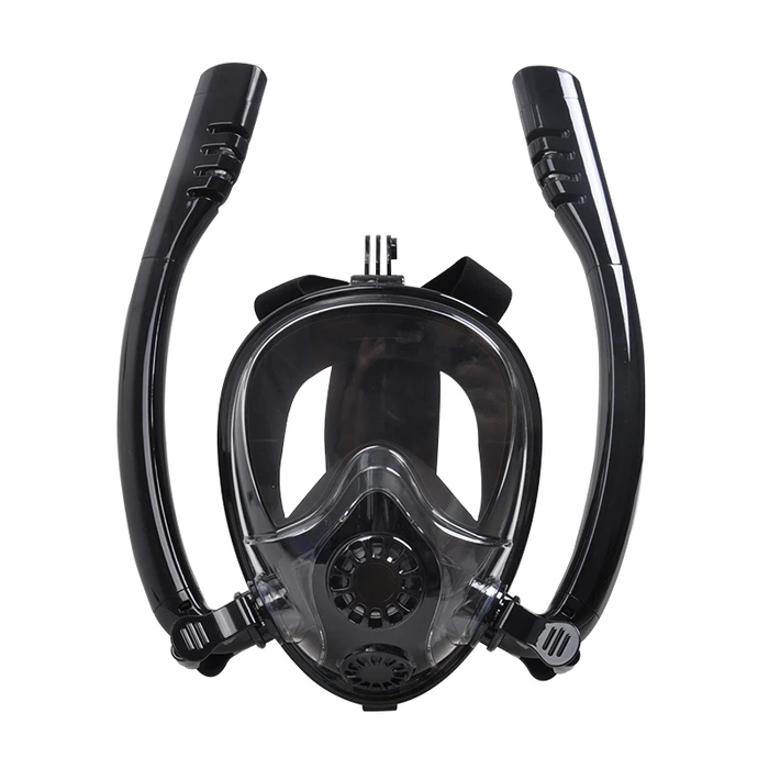 Fortis Full-Face Silicone Diving/Snorkel Mask Black with Dual Breather
