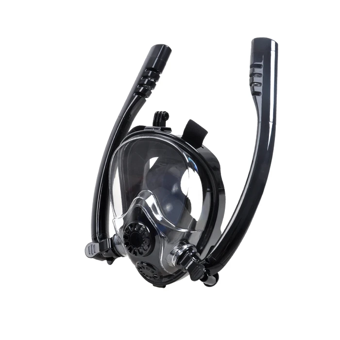 Fortis Full-Face Silicone Diving/Snorkel Mask Black with Dual Breather