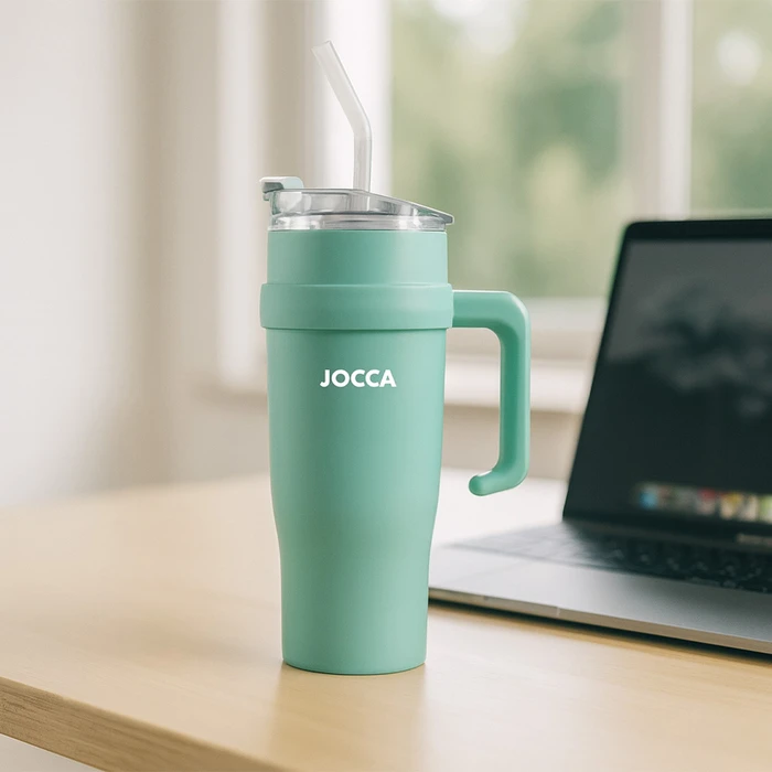 Jocca Θερμός Μπουκάλι Ανοξείδωτο 1.2L Green με Λαβή, Επιστόμιο και Καλαμάκι J-2752