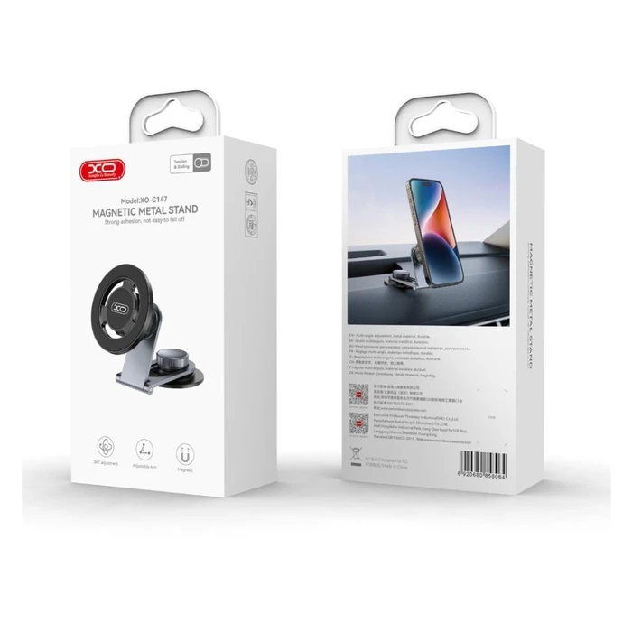 Βάση Στήριξης Κινητού Xo C147 Μεταλλική Φορτιστής Ταμπλό Αυροκινητου, Μαύρος