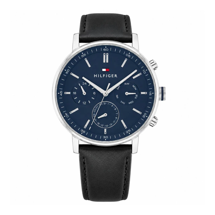 Tommy Hilfiger Tyson Men's Analog Quartz Watch 44 mm Black Leather Strap (Model 2770161)