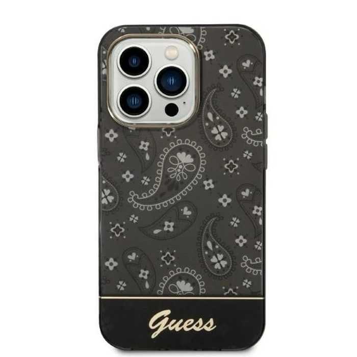 Guess GUHCP14LHGBNHK Apple iPhone 14 Pro black hardcase Bandana Paisley