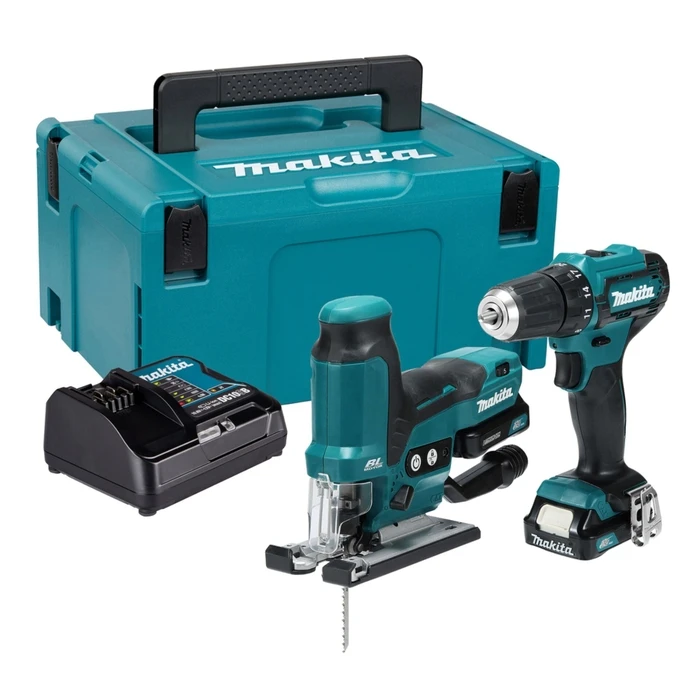 Makita CLX252SAJ 12V CXT Σετ Εργαλείων (DF333D + JV102D) με 2× BL1021B 2.0Ah, φορτιστή και Makpac