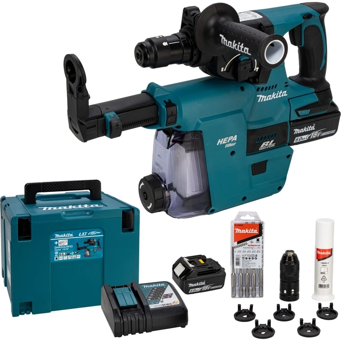 Makita DHR243JWX2 Σφυρί-Πολυεργαλείο Μπαταρίας SDS-Plus 18V (2x 6.0Ah) με Φορτιστή και Βαλίτσα Makpac