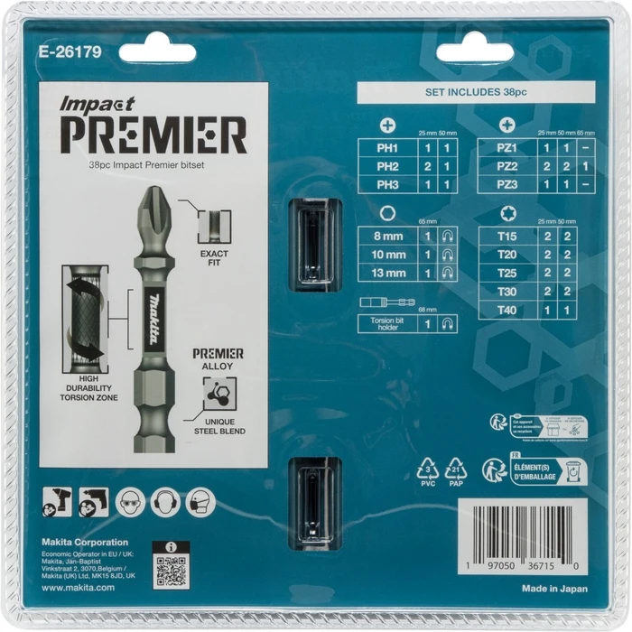 Σετ μύτες κατσαβιδιού Makita E-26179, 38 τεμάχια