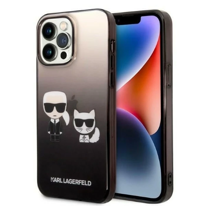 Karl Lagerfeld KLHCP14XTGKCK Apple iPhone 14 Pro Max hardcase black Gradient Ikonik Karl & Choupette