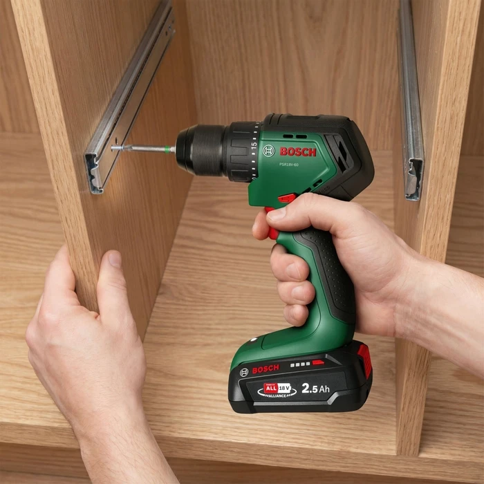 Bosch PSR18V-60 Cordless Drill Driver (1x 2.5Ah battery, charger) - MPN 06039D7201