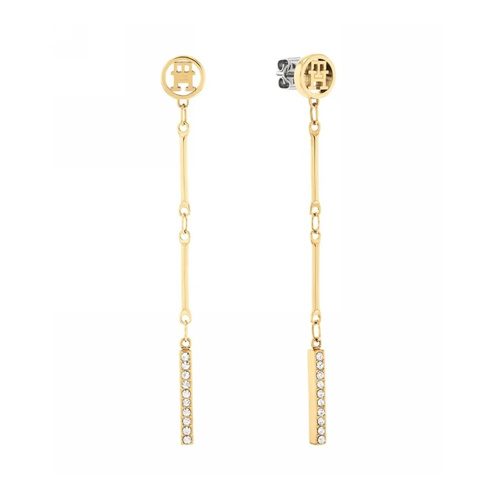 Tommy Hilfiger Women's Drop Hoop Earrings Stainless Steel Gold-Plated 6 cm Model 2781002