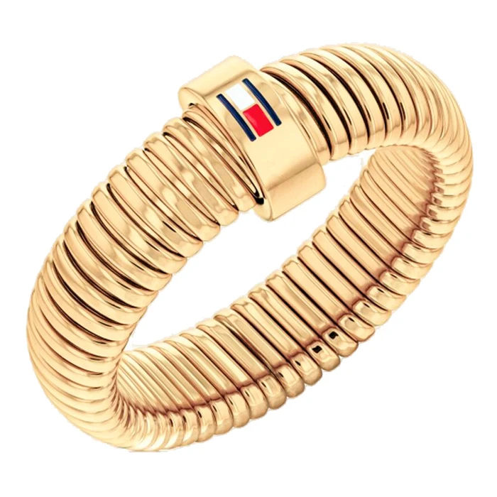 Tommy Hilfiger Women's Stretch Ring Stainless Steel Gold Tone 2781008B (Size 54)