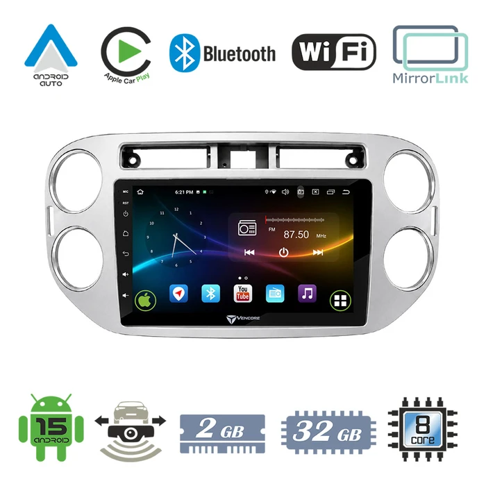 VenCore 3236-10007-0639G - Οθόνη Multimedia Android 15 9" για VW Tiguan 2008-2016 (Γκρι)