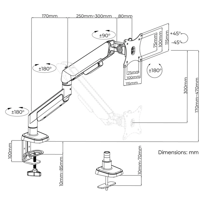 Βάση Monitor Anda Seat A9 Black- White, Weight Capacity: 2-15kg