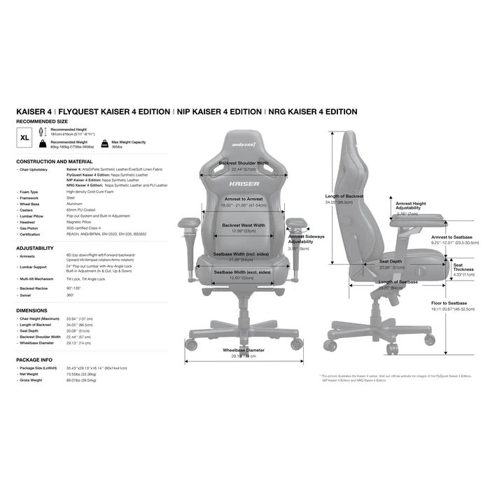 Καρέκλα Gaming Anda Seat KAISER-4 V2 XL Black Fabric with 6D Armrest