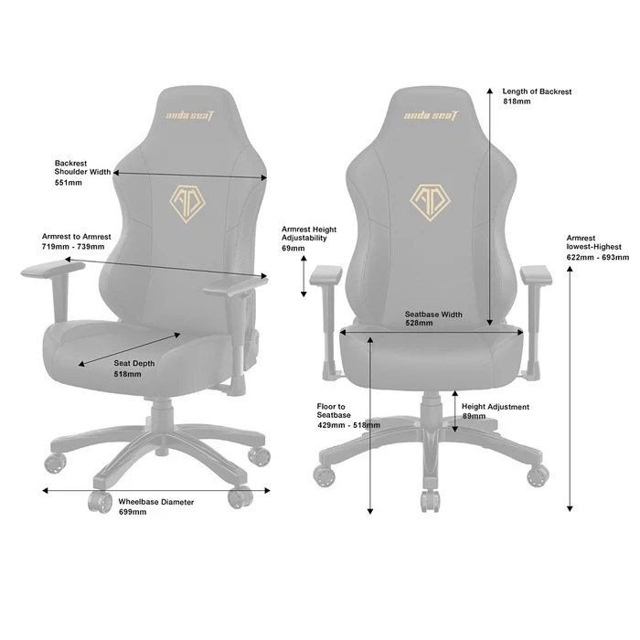 Καρέκλα Anda Seat PHANTOM-3 Large Black Fabric