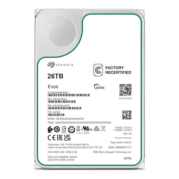 Seagate HDD Exos 26 TB 3.5'' SATA 6 Gb/s - Επαναπιστοποιημένος (RECERTIFIED)