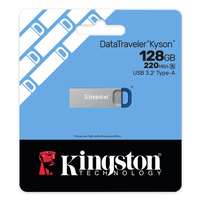 Kingston DataTraveler Kyson G2 128GB USB 3.2 Gen 1 Flash Drive - Silver/Blue (DTKNG2/128GB)