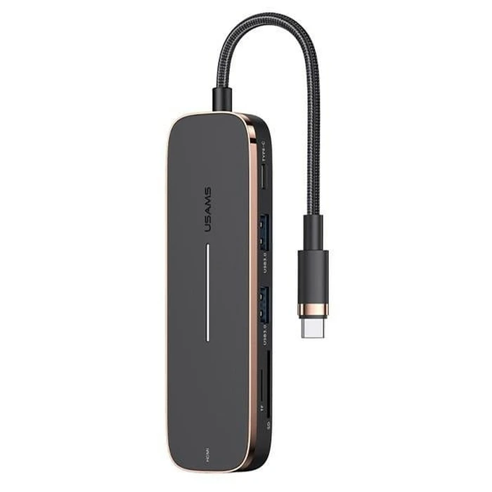 USAMS Hub 2xUSB/USB-C/HDMI/Micro SD+SD black SJ575HUB01