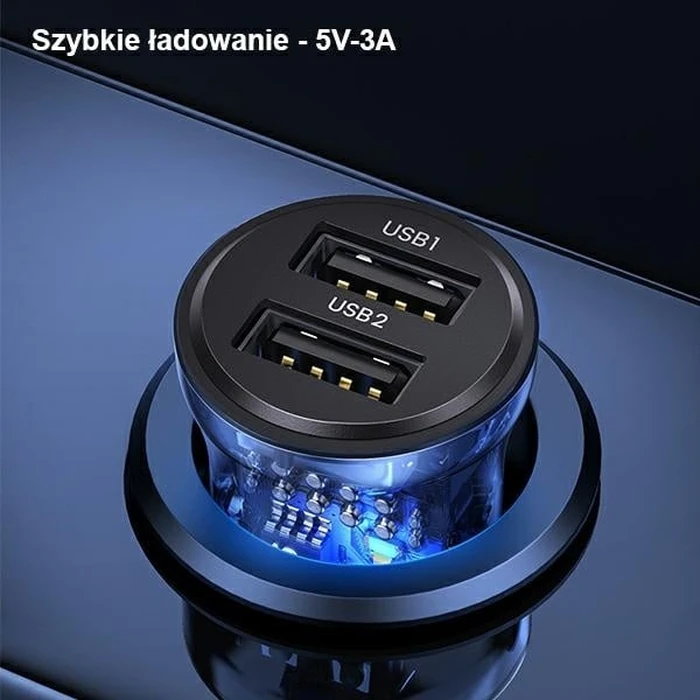 USAMS C31 Car Charger 3A 2xUSB-A Fast Charge black CC162CC01