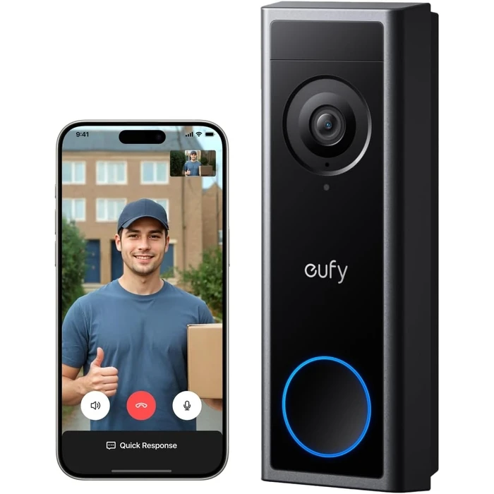 Eufy C30 Ασύρματο Κουδούνι Πόρτας Wi‑Fi Συμβατό με Alexa και Google Home T8224311 Μαύρο