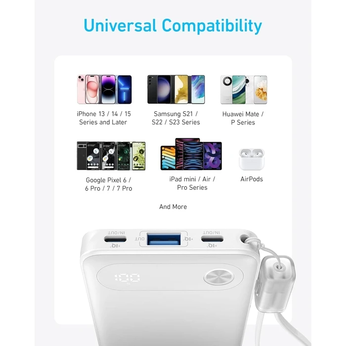 Powerbank Anker 10k 22.5w With Usb-C Cable