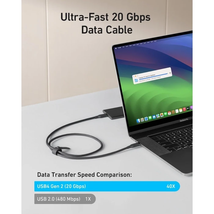 Καλώδιο USB-C Anker to USB-C USB4 20Gbps, 240W, 0.9m Black