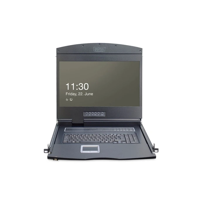 DIGITUS Κονσόλα 19" 1U TFT με Γερμανικό πληκτρολόγιο, 8 θύρες, Touchpad, Μαύρο