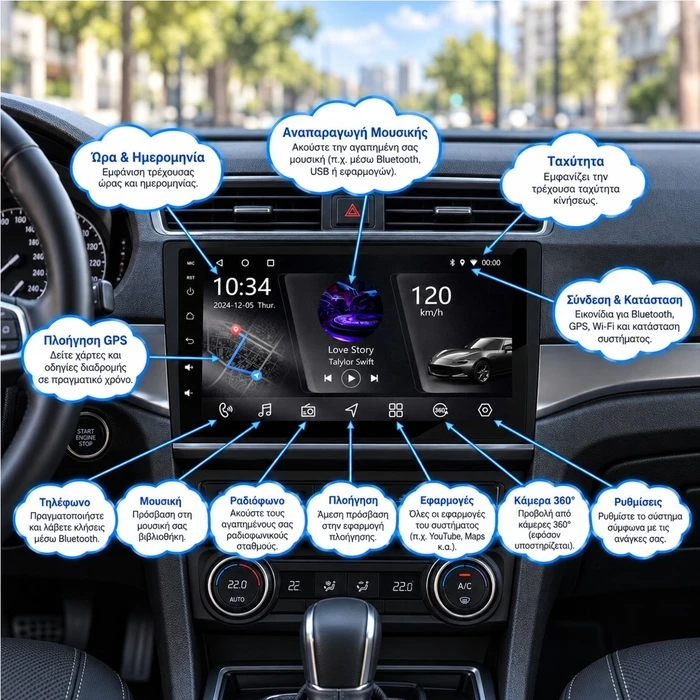 VenCore 3236-10005-0041SM - Οθόνη Multimedia Android 15 9" PX5S Octa-Core 2GB/32GB IPS για Ford Focus Manual A/C 2004-2015 – Ασημί