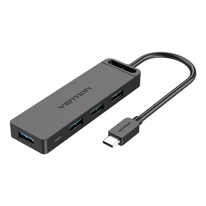 USB Hub 5in1 Vention with 4 Ports USB 3.0 and USB-C cable 0.15m Vention TGKBB Black