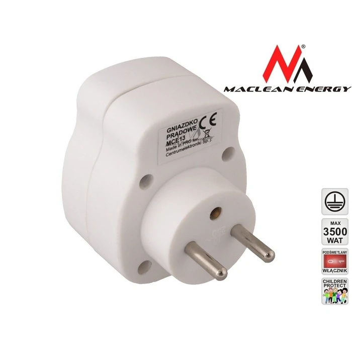 Μονόπριζο Maclean MCE13 AC outlet with a switch 