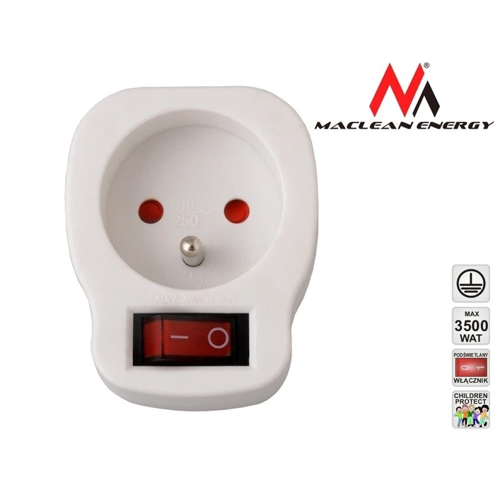 Μονόπριζο Maclean MCE13 AC outlet with a switch 