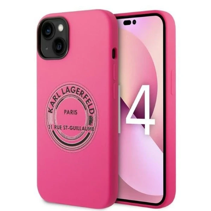 Karl Lagerfeld KLHCP14MSRSGRCF Apple iPhone 14 Plus / 15 Plus hardcase pink Silicone RSG