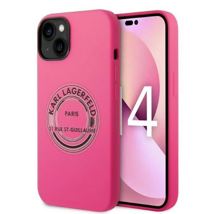 Karl Lagerfeld KLHCP14SSRSGRCF Apple iPhone 14 hardcase pink Silicone RSG