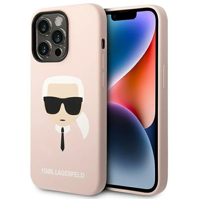 Karl Lagerfeld KLHCP14XSLKHLP Apple iPhone 14 Pro Max hardcase pink Silicone Karl`s Head