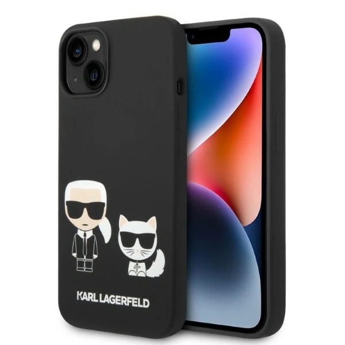 Karl Lagerfeld KLHMP14MSSKCK Apple iPhone 14 Plus / 15 Plus hardcase black Liquid Silicone Karl & Choupette Magsafe